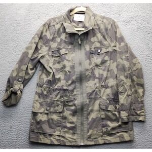 Jade & Ivory Utility Jacket Womens XL Multi Camouflage Roll Tab Sleeve Full Zip